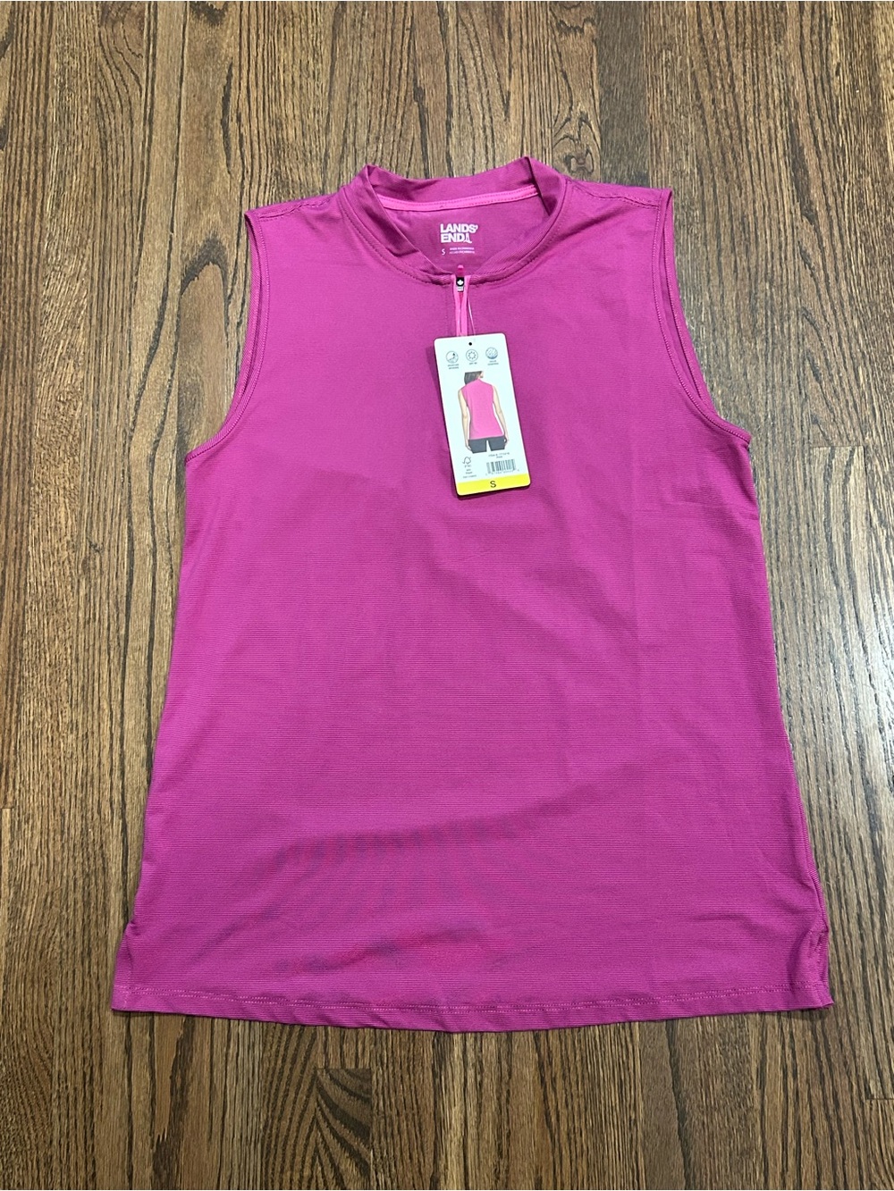 Lands’ End Pink Quarter Zip Sleeveless Golf Polo Top NWT Small